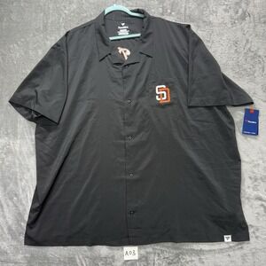 Men's San Diego Padres Fanatics Black Proven Winner Camp Button-Up Shirt 5XL